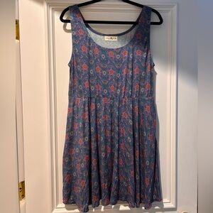 Natural Life Buttery Soft Floral Sleeveless Dress in Blue and Pink